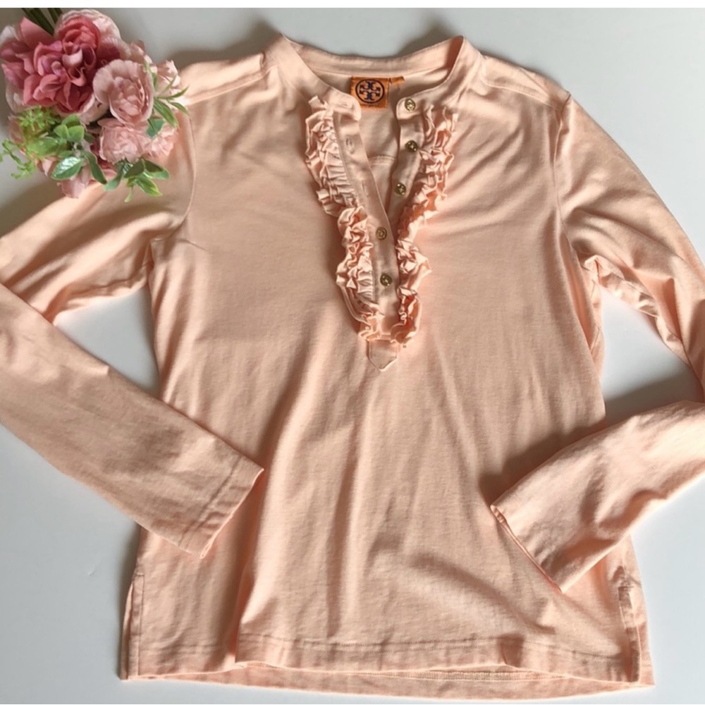 Tory Burch Long Sleeve Polo Romilly Top Tory Burch Polo Fabric Long Sleeves